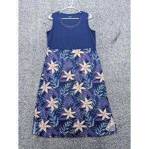 Blair Floral Maxi Dress Size PS Sleeveless Lightweight Beach Travel Beachy Blue